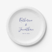 Einfache Lila moderne Script-Kalligrafie-Hochzeit Pappteller (Vorderseite)