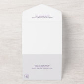 Einfache Lila Monogram Elegante Hochzeit All In One Einladung (Außenbereich)