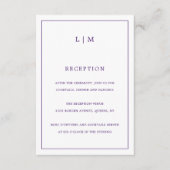 Einfache Lila Monogram Elegante Hochzeit Begleitkarte (Vorderseite)