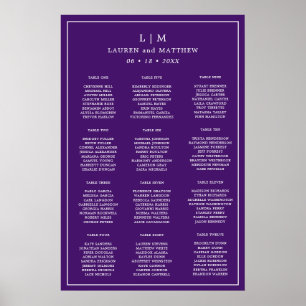 Einfache Lila Monogram Elegante Hochzeit Poster
