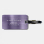 Einfache Lila Monogramm aus gebürstetem Metallic M Gepäckanhänger (Rückseite horizontal)