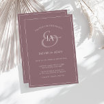 Einfache Lila Monogramm-Einladung Feiertagskarte<br><div class="desc">Einfache Lila Monogramm Hochzeitseinladung. Stilvoll beeindrucken Sie Ihre Hochzeitsgäste mit dieser trendigen, lila Hochzeitseinladung mit einem schönen weißen Schrift, mit den Initialen der Braut und des Bräutigams auf einem lila Hintergrund. Dieses Einladungs-Hotel in atemberaubend mauvem Design mit modernen und minimalistischen Farbtönen eignet sich perfekt für Ihre einfache, trendige und minimalistische...</div>