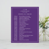 Einfache Lila Monogramm-Elegant-Hochzeitszeitlinie (Stehend Vorderseite)