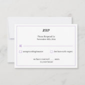 Einfache Lila Personalisierte Hochzeit RSVP Karte (Vorderseite)