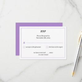 Einfache Lila Personalisierte Hochzeit RSVP Karte