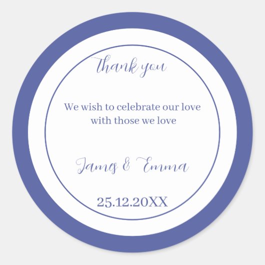 Einfache Lila Personalisierte Hochzeit Runder Aufkleber (Vorderseite)