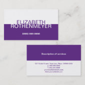 Einfache lila Platten-Geschäfts-Karte Visitenkarte (Vorne/Hinten)