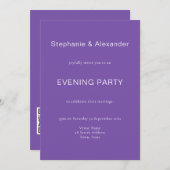 Einfache Lila QR-Abend-Party Einladung (Vorne/Hinten)