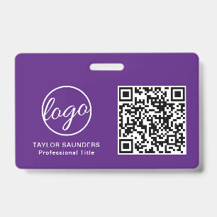Einfache Lila QR-Code-Mitarbeiter-ID Ausweis