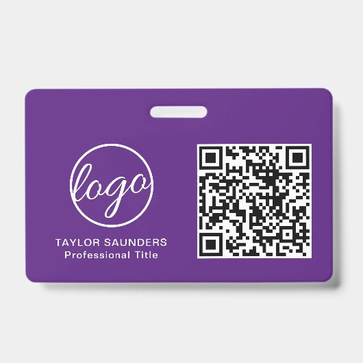 Einfache Lila QR-Code-Mitarbeiter-ID Ausweis (Vorderseite)