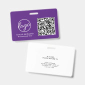Einfache Lila QR-Code-Mitarbeiter-ID Ausweis (Vorder- & Rückseite)