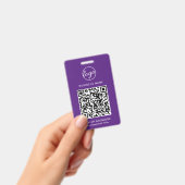 Einfache Lila QR-Code-Mitarbeiter-ID Ausweis (Handheld)
