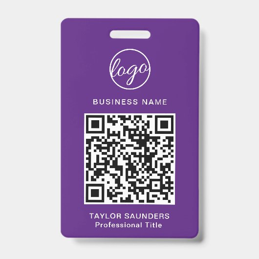 Einfache Lila QR-Code-Mitarbeiter-ID Ausweis (Vorderseite)