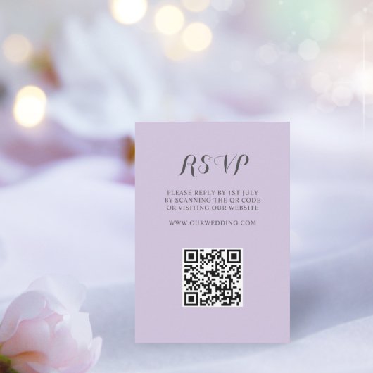 Einfache Lila QR Code UAWG Wedding RSVP Karte