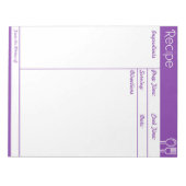 Einfache Lila Rezeptseite ohne Linie Notizblock (Vorderseite)