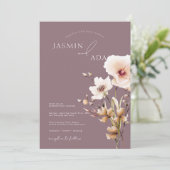 Einfache Lila Rosa Wildblumen Hochzeit Einladung (Stehend Vorderseite)