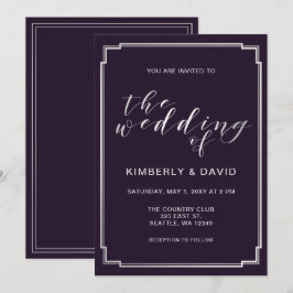 Einfache Lila Silberhochzeit Einladung