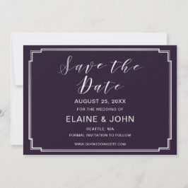 Einfache Lila Silberhochzeit speichert die Daten Save The Date