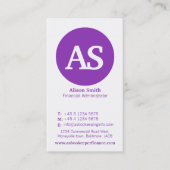 Einfache lila u. weiße Kreisfinanzgeschäftskarte Visitenkarte (Vorderseite)