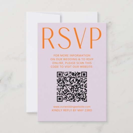 Einfache Lila und helle Orange UAWG Online QR-Code RSVP Karte (Vorderseite)