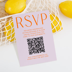 Einfache Lila und helle Orange UAWG Online QR-Code RSVP Karte