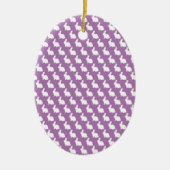 Einfache Lila und weiße Osterhase Keramik Ornament (Vorne)