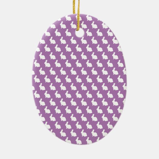 Einfache Lila und weiße Osterhase Keramik Ornament (Hinten)