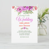 Einfache Lila Violettblütenhochzeit Einladung (Stehend Vorderseite)