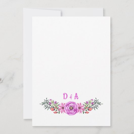 Einfache Lila Violettblütenhochzeit Einladung (Rückseite)