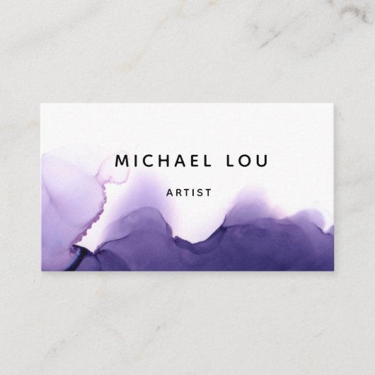 Einfache Lila Watercolor Moderne Business Card Visitenkarte (Vorderseite)