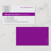 Einfache lila/weiß-Foto-Visitenkarte Visitenkarte (Vorne/Hinten)