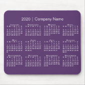 Einfache Lila White 2020 Kalender Firmenname Mousepad (Vorne)