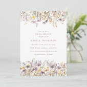 Einfache Lila Wildblumen Grenzübergang Brautparty Einladung (Stehend Vorderseite)