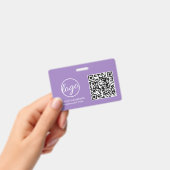 Einfache Lilac QR Code Mitarbeiter-ID Ausweis (Handheld)