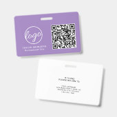 Einfache Lilac QR Code Mitarbeiter-ID Ausweis (Vorder- & Rückseite)
