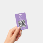 Einfache Lilac QR Code Mitarbeiter-ID Ausweis (Handheld)