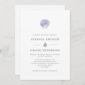 Einfache Lilac Seashell Beach Hochzeit Einladung (Vorne/Hinten)
