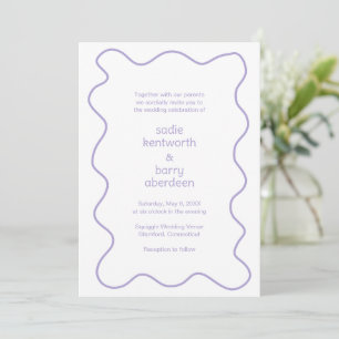 Einfache Lilac Squiggle Rahmen Moderne Hochzeit Einladung