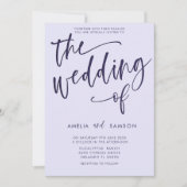 Einfache Lilac- und Lila Kalligrafie-Hochzeit Einladung (Vorderseite)
