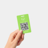 Einfache Lime Green QR Code Mitarbeiter-ID Ausweis (Handheld)