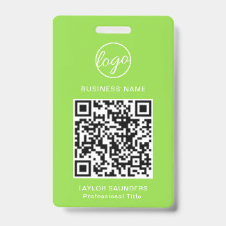 Einfache Lime Green QR Code Mitarbeiter-ID Ausweis