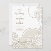 Einfache Line Art Blumenzettel Einladung (Vorderseite)