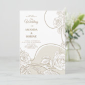 Einfache Line Art Blumenzettel Einladung (Stehend Vorderseite)