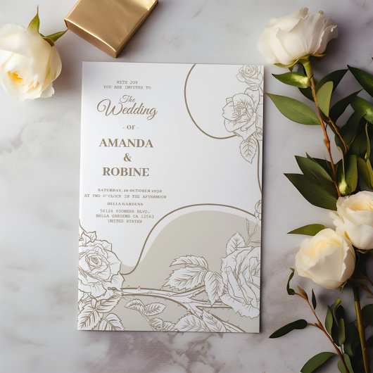 Einfache Line Art Blumenzettel Einladung