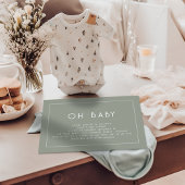 Einfache Line Border Sage Green Oh Baby Dusche Einladung