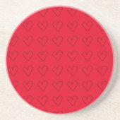 Einfache Line Heart Doppeltes rotes Muster Getränkeuntersetzer (Vorne)