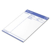 Einfache, linenlose blaue Rezept-Seite Notizblock (angewinkelt)