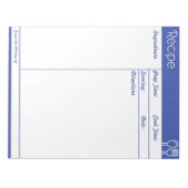 Einfache, linenlose blaue Rezept-Seite Notizblock (Vorderseite)