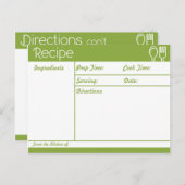 Einfache, linenlose grüne Rezept Postkarte (Vorne/Hinten)