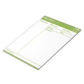 Einfache linenlose grüne Rezept-Seite Notizblock (angewinkelt)